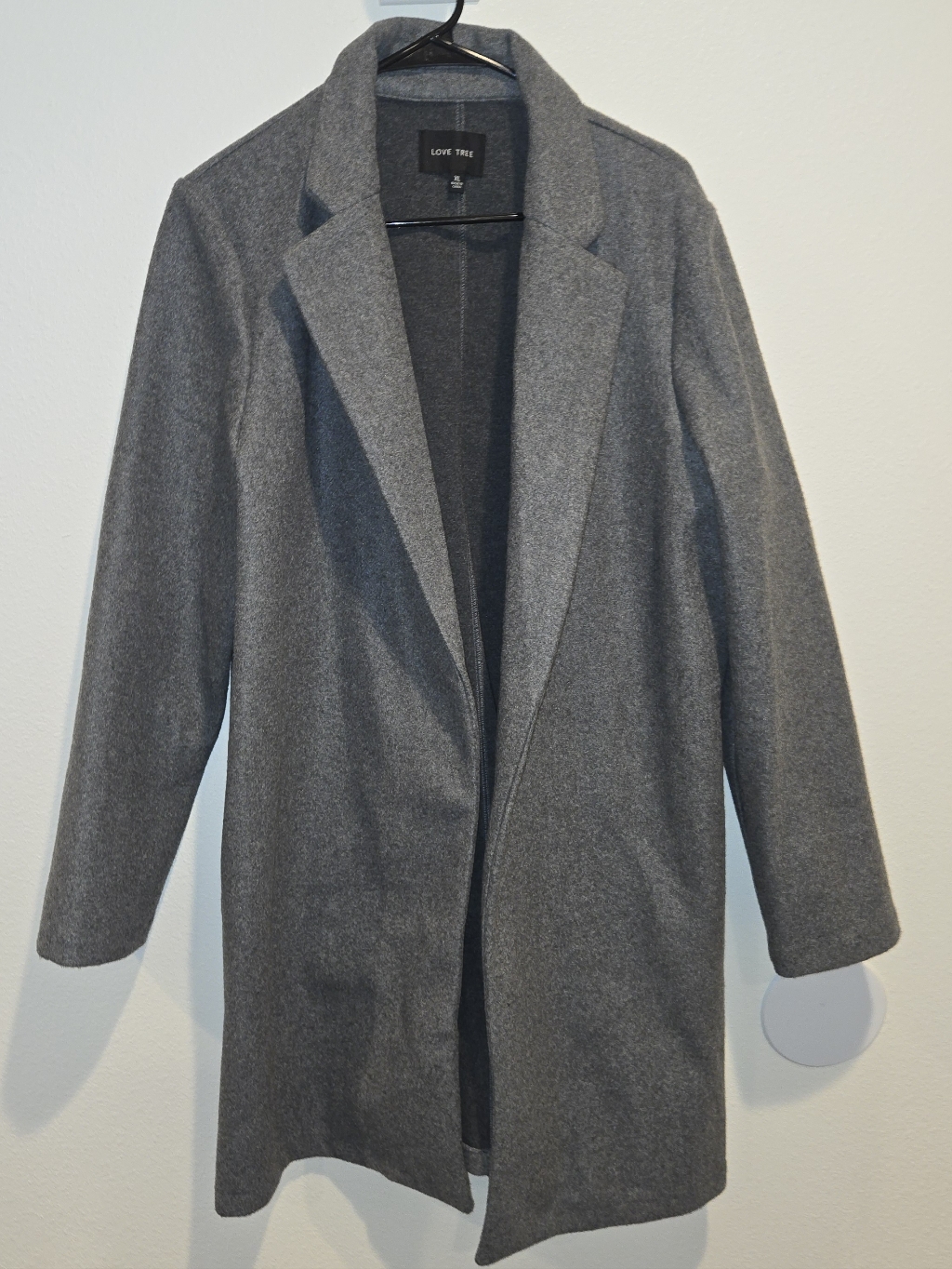 Love Tree Grey Open Front Coat